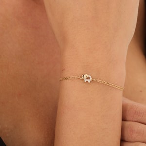 Elephant Bracelet, Elephant Jewelry, Elephant Charm, Animal Lover, 14K Gold Bracelet, Dainty Bracelet, Fine Jewelry, Charm Bracelet