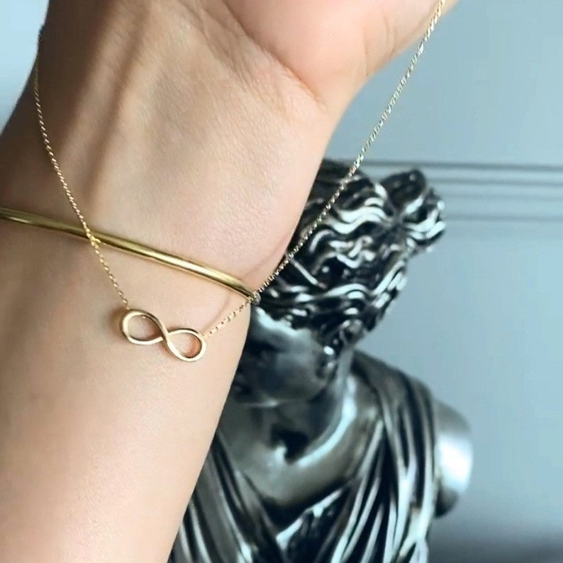 14k Gold Infinity Necklace, Real Gold Infinite Love Necklace, Valentines day gift, Solid Gold Dainty Infinity Necklace is Great Gift For Her image 5