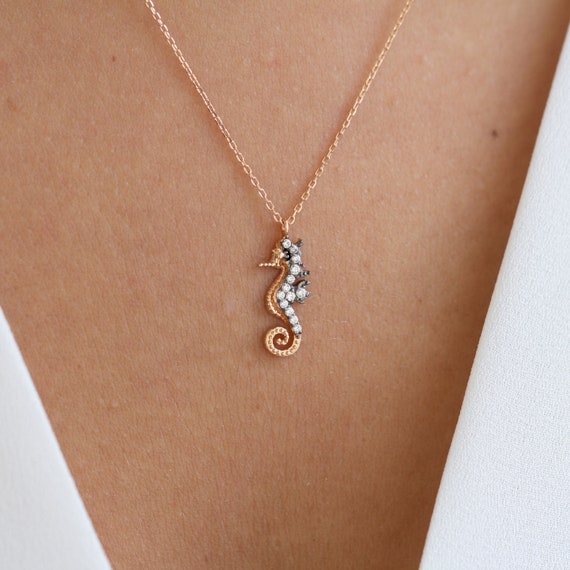 Seahorse necklace rose best sale gold