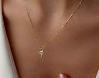 14K Gold Snake Necklace, Gold Snake Pendant, Gold Serpent Necklace, Serpent Jewelry, Gold Snake Charm, Animal Lovers, Delicate necklace