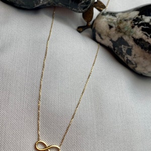 14k Gold Infinity Necklace, Real Gold Infinite Love Necklace, Valentines day gift, Solid Gold Dainty Infinity Necklace is Great Gift For Her image 7