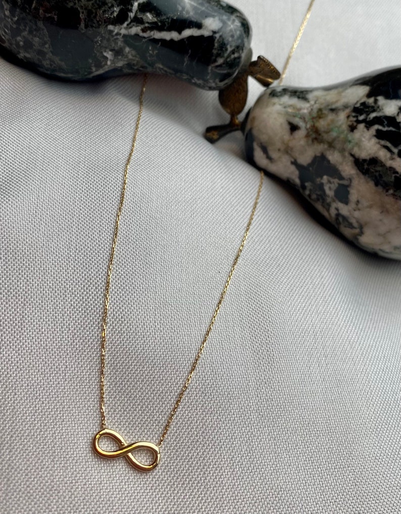 14k Gold Infinity Necklace, Real Gold Infinite Love Necklace, Valentines day gift, Solid Gold Dainty Infinity Necklace is Great Gift For Her image 7