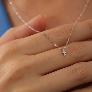 Diamond Cross Necklace, Gold Cross Pendant, White Gold Cross Necklace, 14k Gold Cross Necklace, Small Cross Necklace, Real Gold Cross