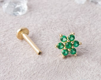 Emerald Earrings, Emerald Piercing, Emerald Earrings, Conch Piercing, Labret Stud, Cartilage Piercing, Screwback Helix, Screwback Piercing