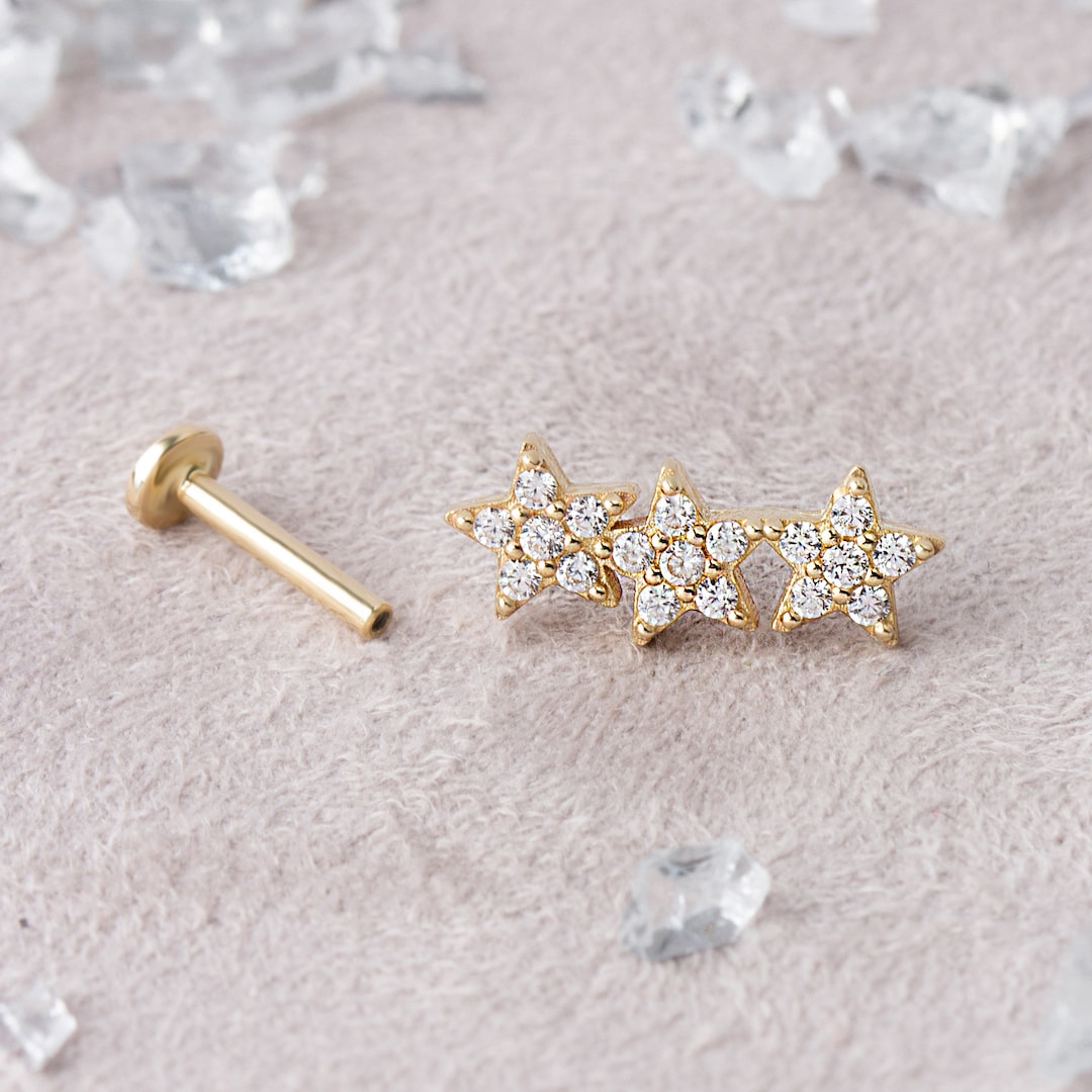 Star Rook Piercing Gold Star Rook Earring, Tiny Star Cartilage Earring, Helix Piercing ...