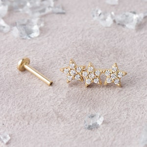 Brinco de estrela dourada Rook, brinco de cartilagem de estrela pequena, piercing de hélice, joias artesanais, presente de dia das mães, presentes de madrinha, brinco de tragus