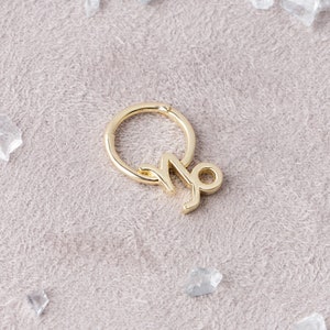 Piercing hélice capricorne en or 14 carats, boucle d'oreille cartilage pour femme, bijoux d'oreille élégants en or, cadeau parfait pour la fête des mères, bijoux horoscope