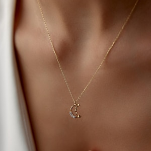 14k Solid Gold Moon Necklace, Crescent Moon Necklace, Dainty Moon Star Charm Pendant, Celestial Necklace,Birthday Gift, Christmas Gift