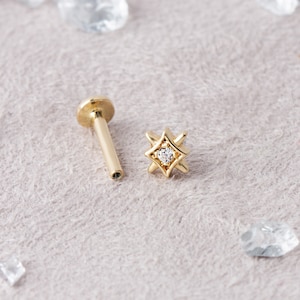 14K Gold Conch Piercing, Helix Piercing, Rook Piercing, Septum Jewelry, Cartilage Earring, Tragus Earring, Flat Back Earring, Lobe Piercing