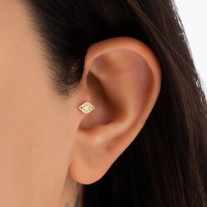 Gold Evil Eye Piercing, Eye Earring, Conch Piercing, Helix Piercing, Rook Piercing, Septum Jewelry, Cartilage Earring, Tragus Earring