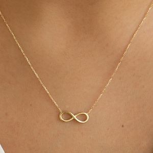 14k Gold Infinity Necklace Real Gold Infinite Love Necklace