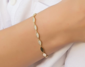 14k Dainty Yellow Gold Bracelet, Gold Handmade Bracelet, Special Design Wristband, Graduation Gift, Gift For Her