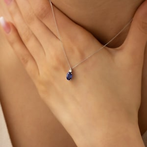 18Kt Gold Blue Sapphire Necklace, Sapphire Pendant, Marquise Necklace, September Birthstone Necklace, Natural Diamond Sapphire Jewelry