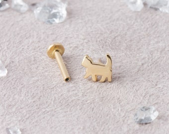 Cat Piercing, Cat Earring, Cartilage Earring, Helix Earring, Tragus Earring, Cartilage Stud, Helix Piercing, Septum Piercing, Rook Piercing