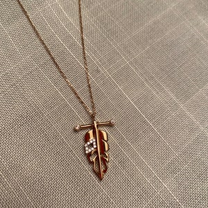 Feather Necklace, 14k Solid Gold Layered Feather Pendant, Freedom Symbol Charm, Native Lovers Present, Bohemian Look, Tiny Leaf Pendant