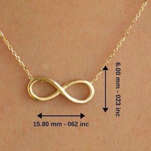 14k Gold Infinity Necklace, Real Gold Infinite Love Necklace, Valentines day gift, Solid Gold Dainty Infinity Necklace is Great Gift For Her image 3