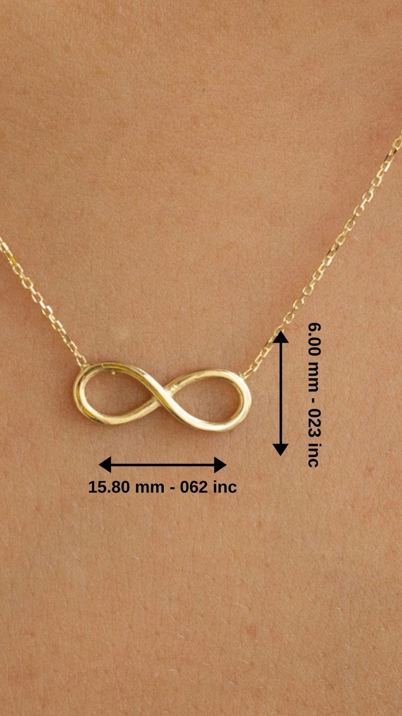 14k Gold Infinity Necklace, Real Gold Infinite Love Necklace, Valentines day gift, Solid Gold Dainty Infinity Necklace is Great Gift For Her image 3