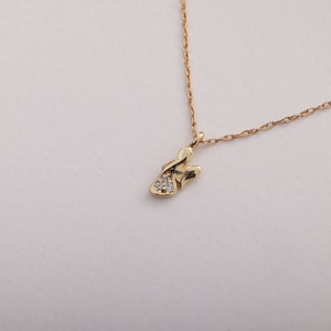14K Yellow Gold Angel Necklace, Gold Angel Pendant, Good Luck Charm, Gold Layering Chain, Dainty Jewelry, Christmas Gift for Her