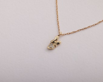 14K Yellow Gold Angel Necklace, Gold Angel Pendant, Good Luck Charm, Gold Layering Chain, Dainty Jewelry, Christmas Gift for Her