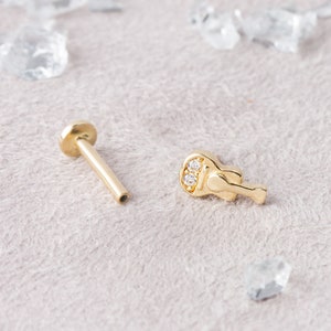 14k Solid Gold Guitar Piercing, Tragus Piercing, Conch Piercing, Christmas Gift, Helix Hoop, Earring, Guitar Earring, 21st Birthday Gift