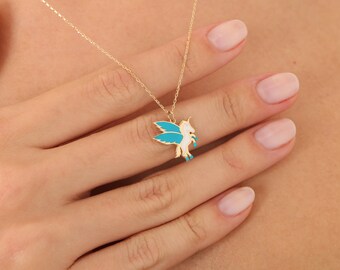 14k Solid Gold Unicorn Necklace, Unicorn Pendant, Unicorn Charm, Unicorn Jewelry, Magical Horse Charm, Christmas Gift, Gold Horse Charm,