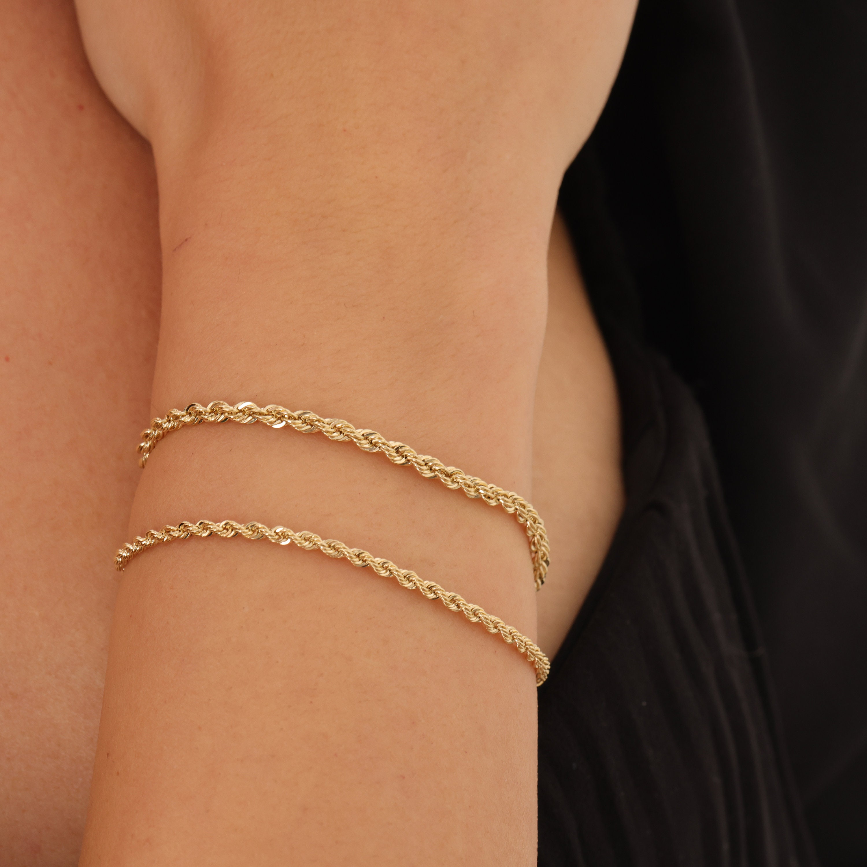 Rope Bracelet in Yellow Gold  2mm  The GLD Shop