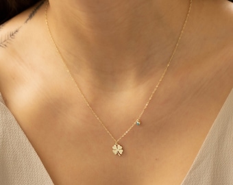 Gold Shamrock Necklace, Yellow Gold Shamrock Pendant, Rose Gold Clover Necklace, White Gold Clover Charm, St Patrick Day Gift, 14k Clover