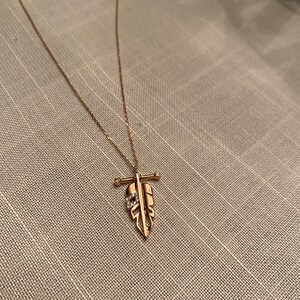 Feather Necklace, 14k Solid Gold Layered Feather Pendant, Freedom Symbol Charm, Native Lovers Present, Bohemian Look, Tiny Leaf Pendant