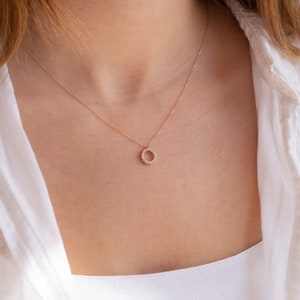 14k Solid Gold, 14k Gold Necklace, Gold Circle Necklace, 14k Circle Pendant, Yellow Gold Circle Charm, Rose Gold Circle Jewelry