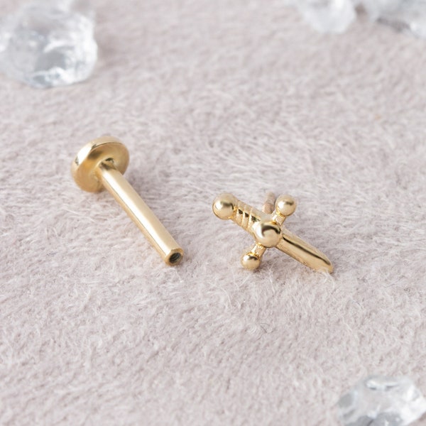 Sword Earrings, Sword Stud Earring, Sword Piercing, Gold Sword Piercing, Helix Earring, Rook Piercing Jewel, Rook Earring, Rook Jewelry