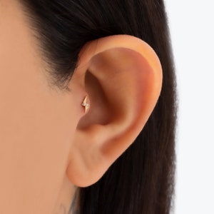 Lightning Bolt Earrings, Lightning Cartilage, Rook Earrings, Conch Earring Stud, Cartilage Stud,Best Friend Gift, Mother in Law Gift