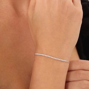 Gold Tennis Bracelet, Solid Gold Bracelet, 14k Gold Bracelet, 14k Gold Chain, Handmade Jewelry, Christmas Gift Ideas, Minimalist Bracelet