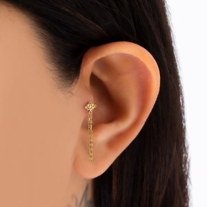 14K Solid Gold Piercing Stud, Conch Piercing, Helix Piercing, Rook Piercing, Cartilage Earring, Gift For Her, Mothers Day Gift