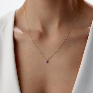 Gold Ruby Necklace, July Birthstone, Ruby Pendant, Minimalist Necklace, Birthstone Jewelry, Dainty Ruby Necklace, Christmas Gift