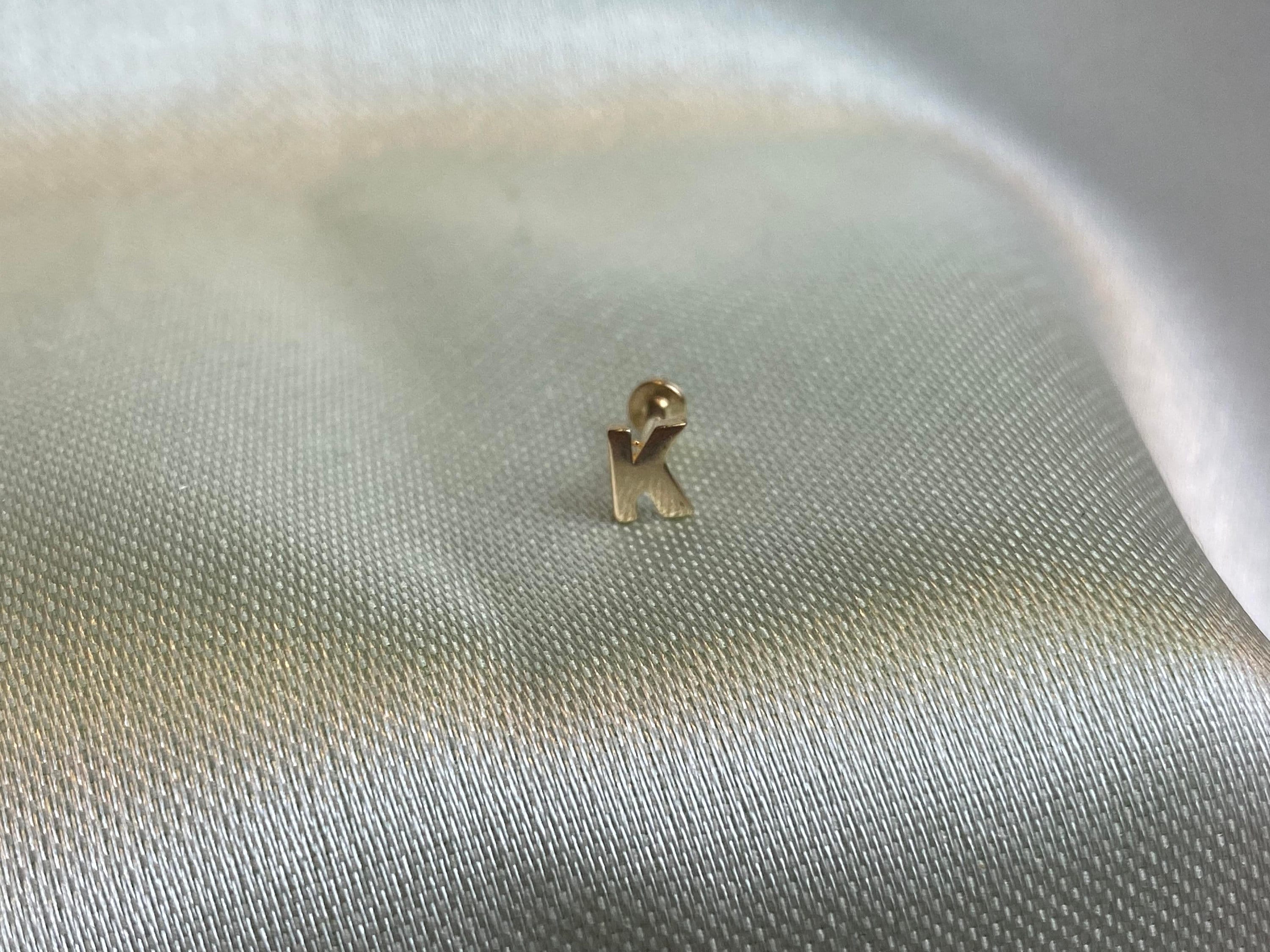 14K Gold Letter Piercing, Initial Piercing, Conch Piercing, Tragus ...
