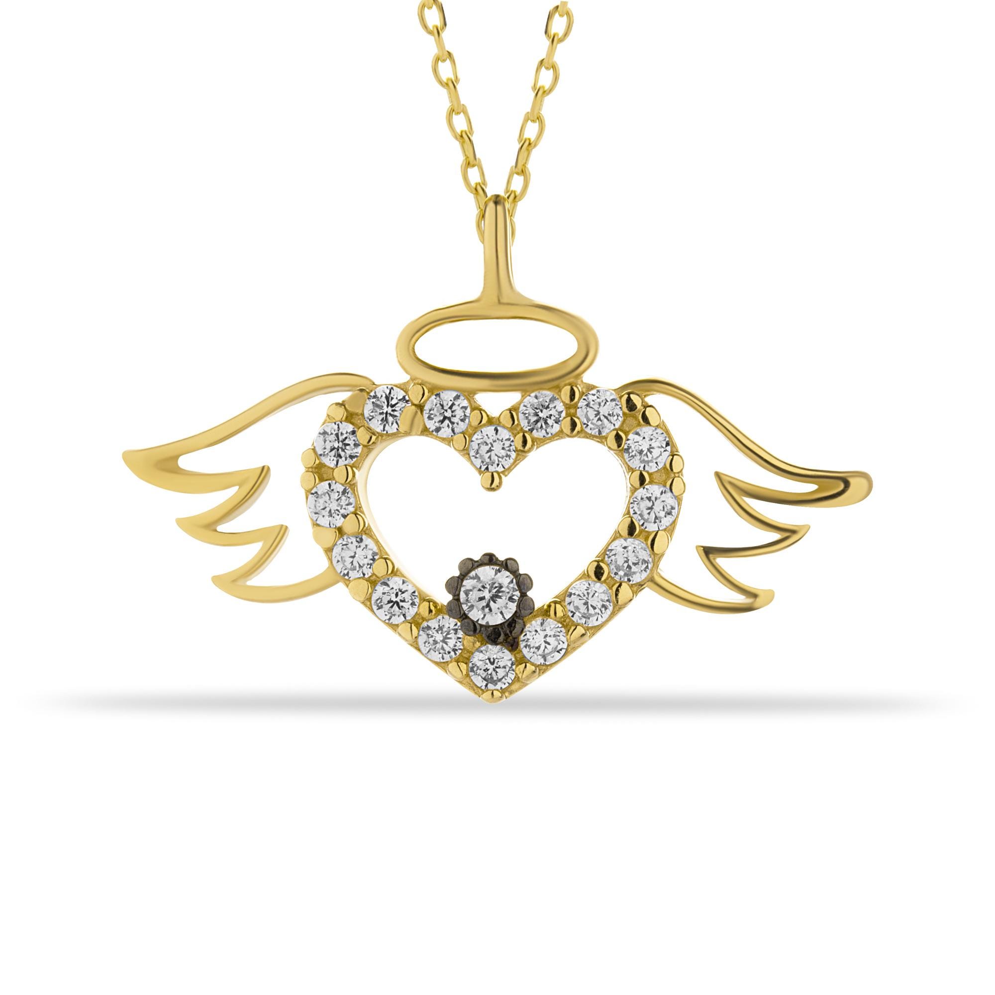 Colgante De ángel Infinito En Oro Bicolor Amarillo Real De 14k, Metal, No Es Una Piedra Preciosa