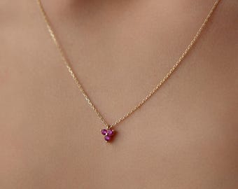 Gold Ruby Necklace, July Birthstone, Ruby Pendant, Minimalist Necklace, Birthstone Jewelry, Dainty Ruby Necklace, Christmas Gift