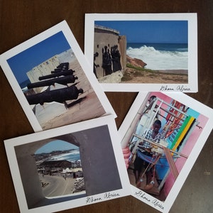 Juego de 4 tarjetas fotográficas en blanco y sobres, Ghana, África A