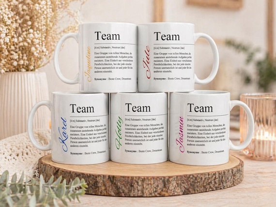 Team Tassen personalisiert | mit Namen | Geschenk Kolleginnen | Abschied Arbeit | Büro Geschenk individuell