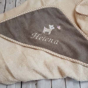 Hooded towel 100 x 100 cm embroidered with name and motif personalized