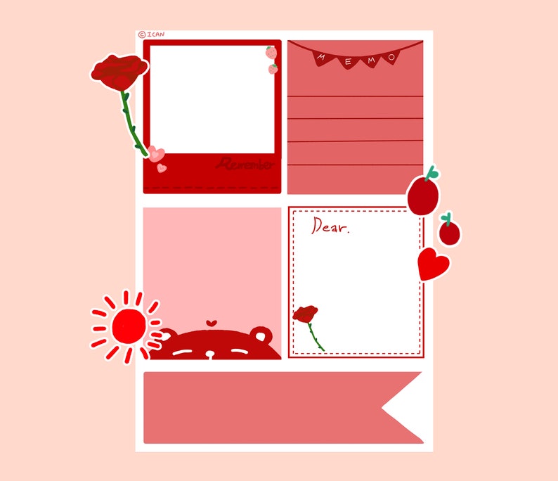 Red Adorable color printable memo