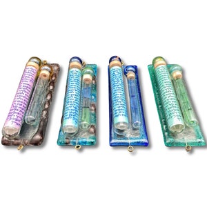 wedding glass Mezuzah case, handmade Jewish Wedding Gift, Judaica