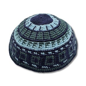 Blue Cotton knitted Hand Made Kippah