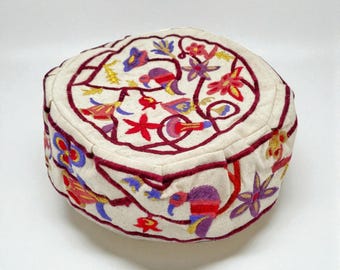 Kipá bordada con pájaros grandes / kipá judía de 20 cm / Shabat, Bar Mitzvah, regalo festivo judaico