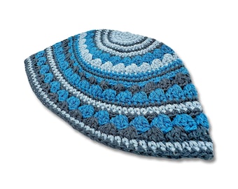 Blue Big Kippah 100% Cotton Jewish Yarmulke