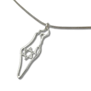 Sterling Silber Israel Map Davidstern Halskette/Anhänger