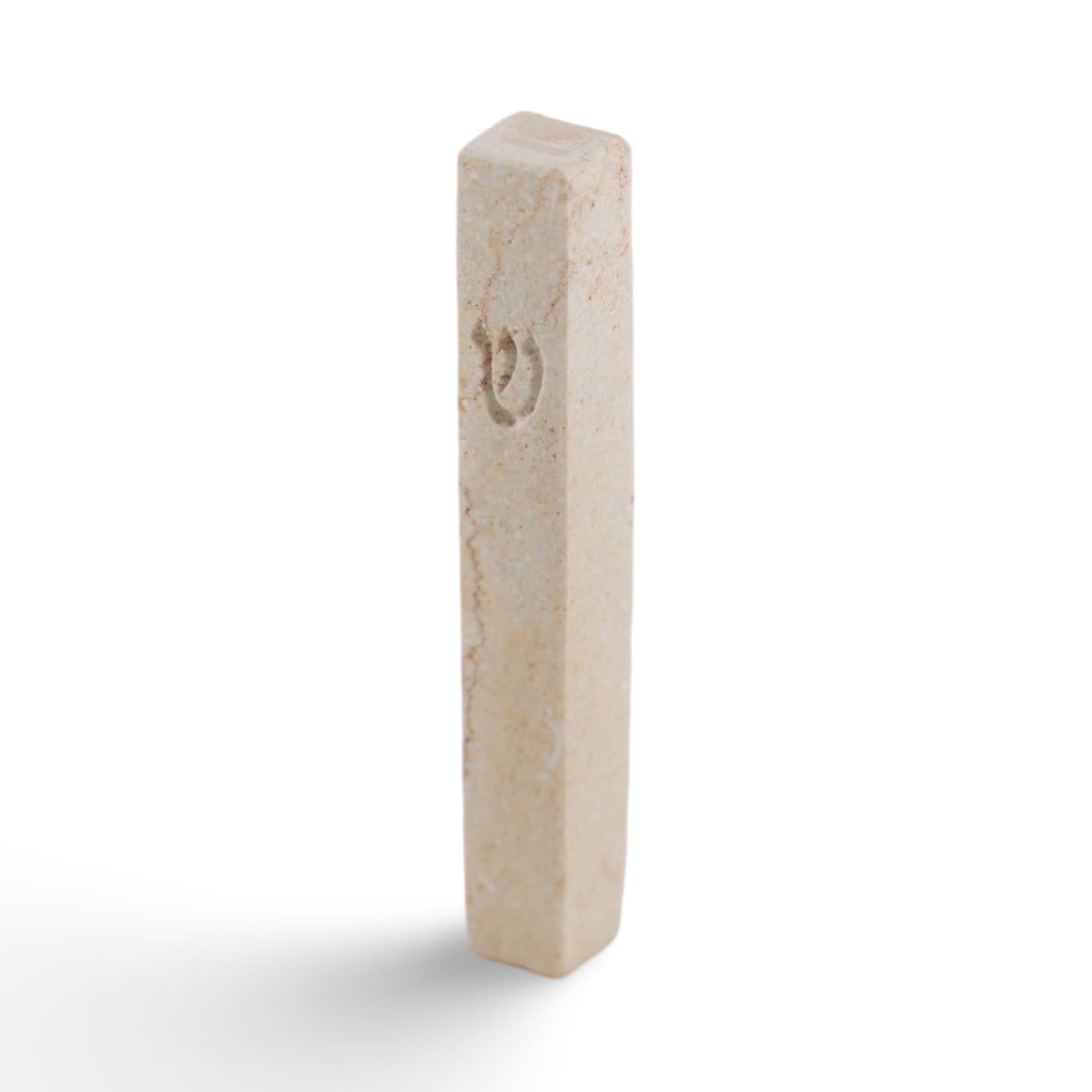 Jerusalem Stone Mezuzah case - Mezuzah 10cm +scroll, Natural