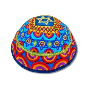 Colourful Star of David Embroidered Kippah Jewish yarmulke