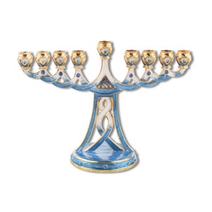 Blue Enamel Menorah