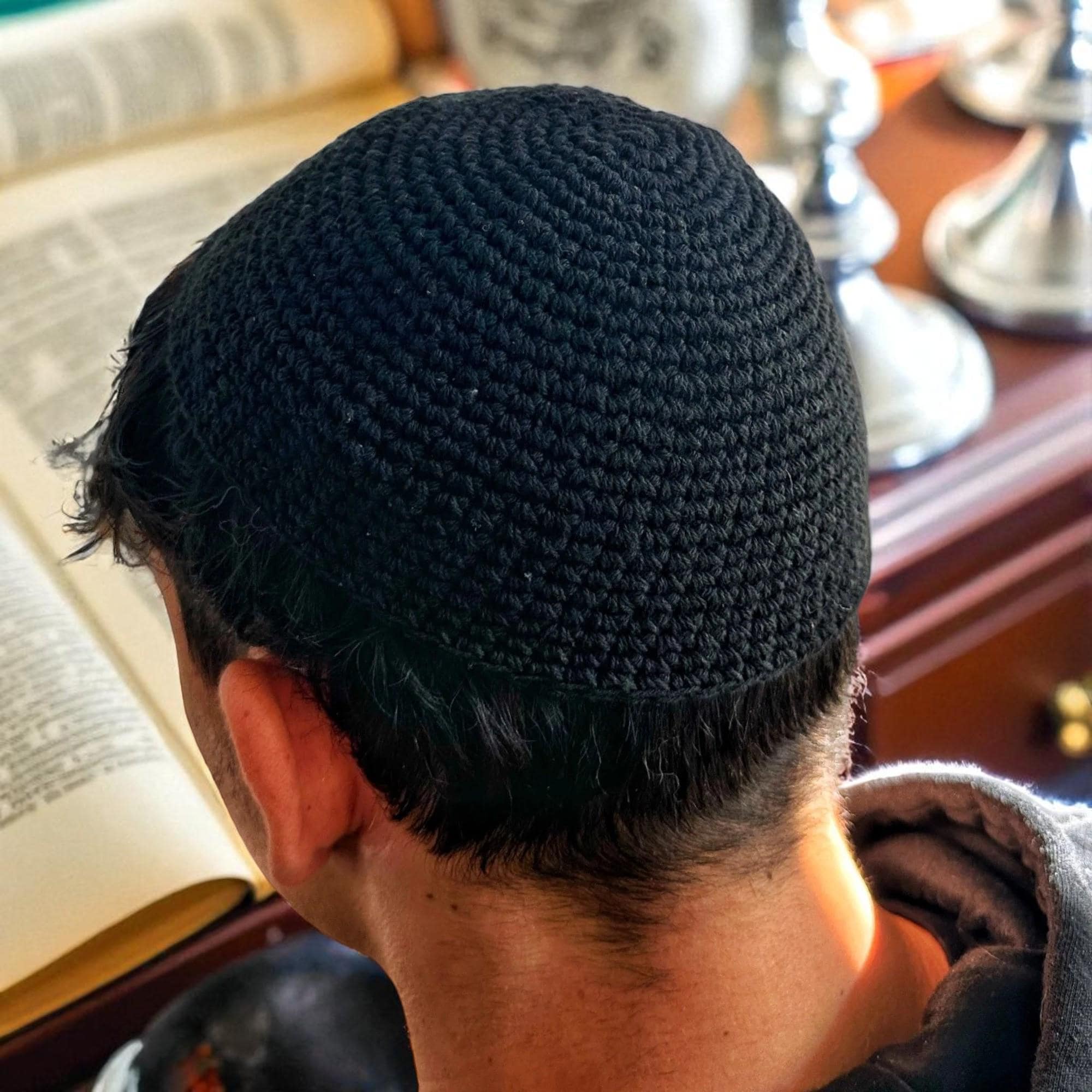 Original Breslev Kippah 100% Cotton Black & White Jewish Yarmulke 21cm